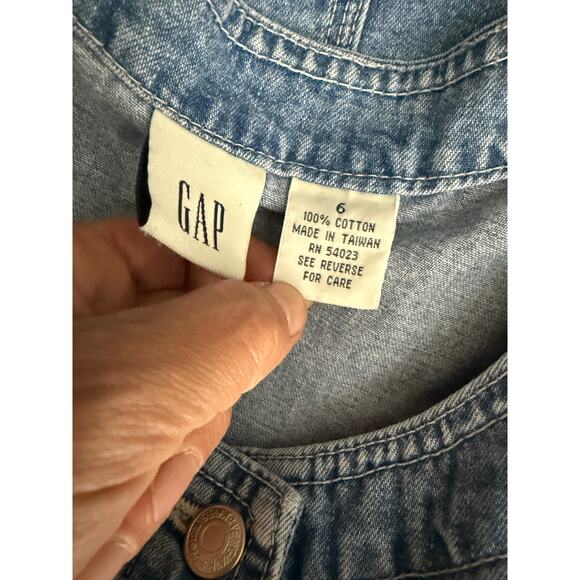 Vintage Gap Denim Dress Women's 6 Blue Button Down Sleeveless Cottage Core - Picture 5 of 7